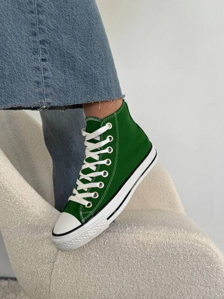 Жіночі кеди Converse All Star високі зелені текстиль Кросівки Конверси Arm-Gr_004 (коп1) фото