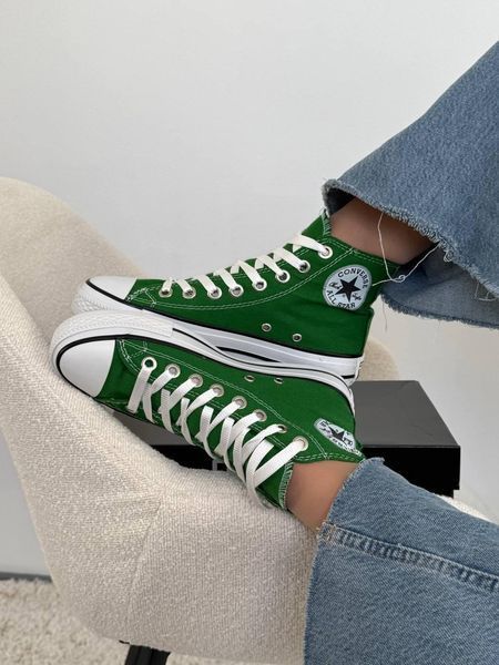 Жіночі кеди Converse All Star високі зелені текстиль Кросівки Конверси Arm-Gr_004 (коп1) фото