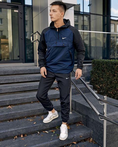 Чоловічий анорак Nike чорний з синім Вітровка Найк весняна осіння Intr-1589975696 фото