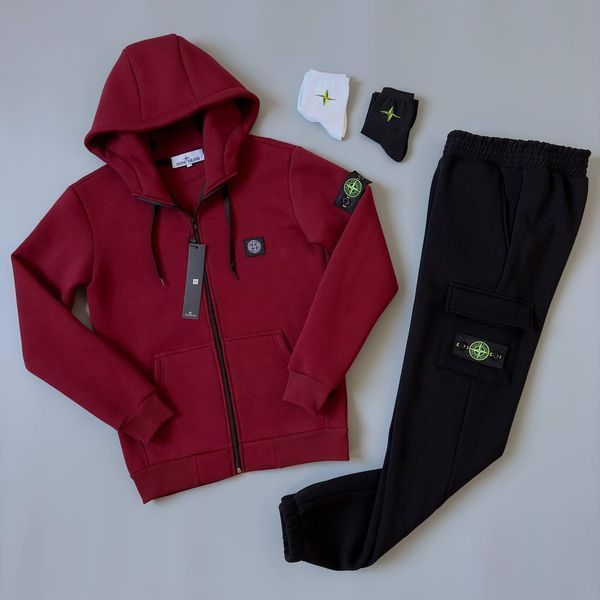 Мужской зимний спортивный костюм Stone Island черный Комплект Стон Айленд с капюшоном Хар-289 фото