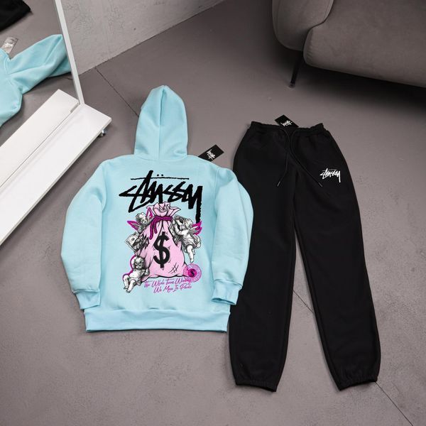Чоловічий зимовий спортивний костюм Stussy чорний Комплект Стуссі Худі Штани плащівка Ads-537 фото