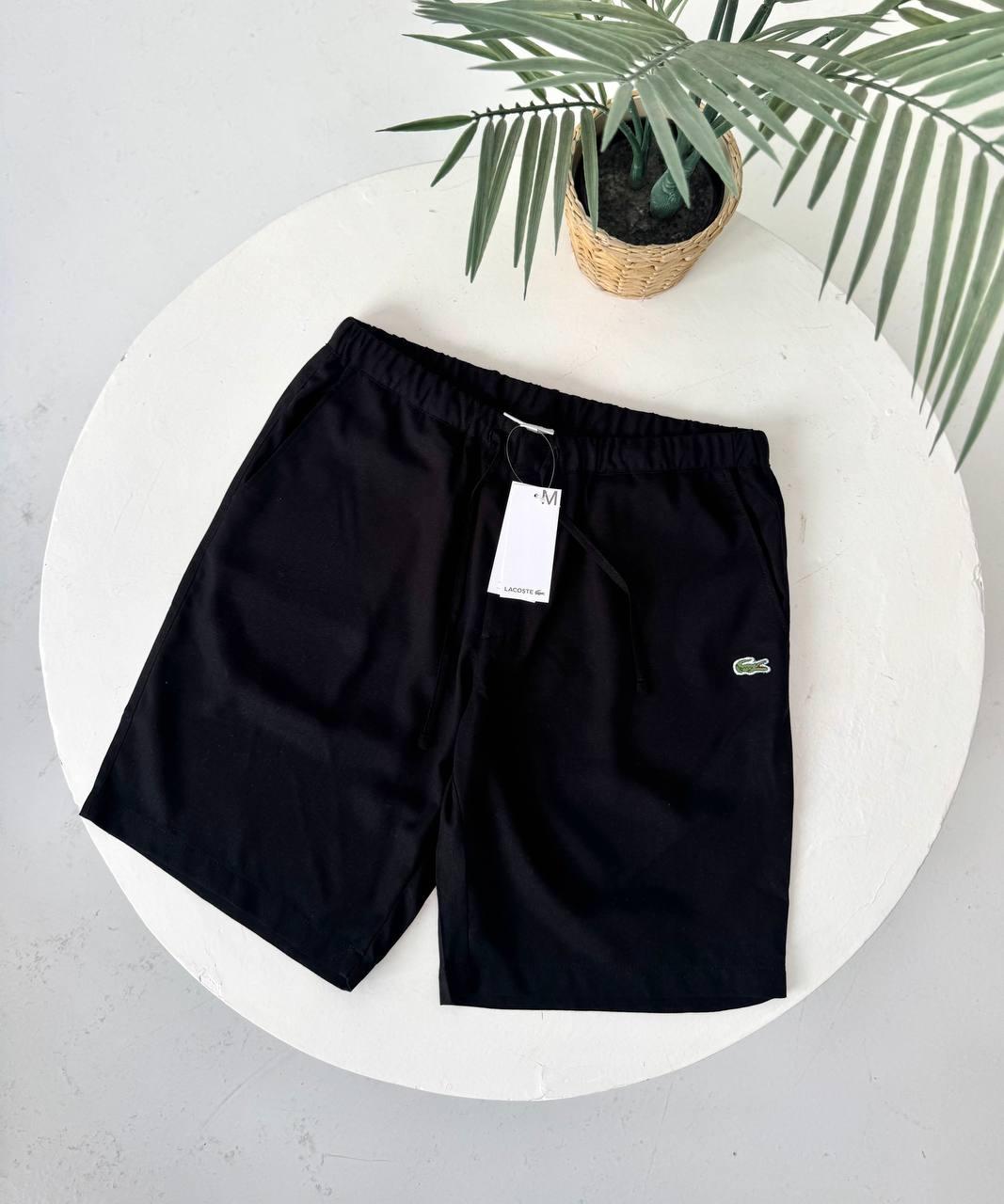 Мужские льняные шорты Lacoste черные