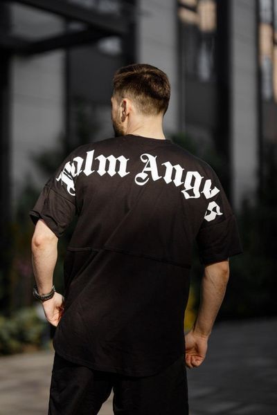 Мужская футболка оверсайз Palm Angels black Палм Ангелс черная Smm-FF1 (коп2) фото