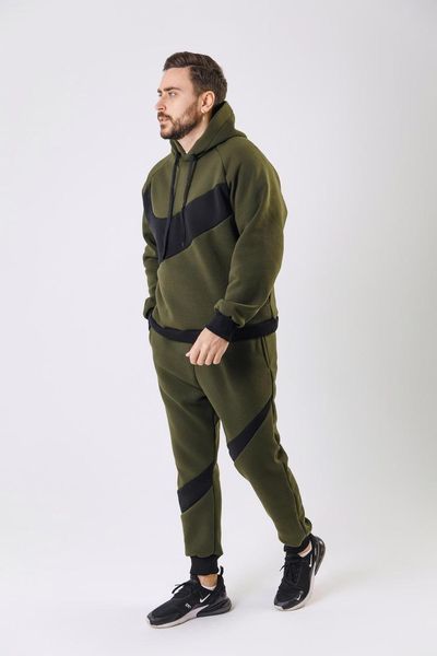 Чоловічий зимовий спортивний костюм Nike Big Swoosh хакі Комплект Найк Худі Штани з капюшоном Univer-86 фото