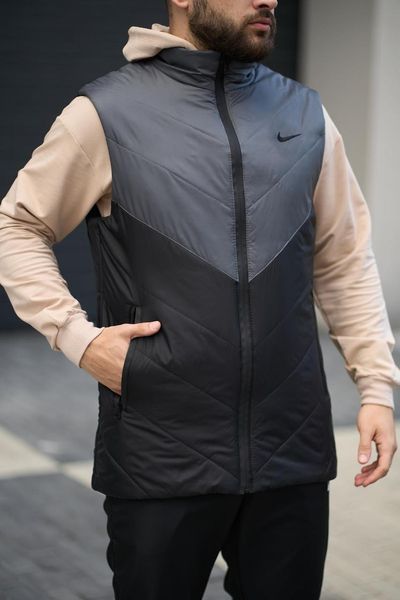 Чоловіча жилетка Nike без капюшона чорна з сірим Безрукавка Найк весняна осіння Intr-1620129172 фото