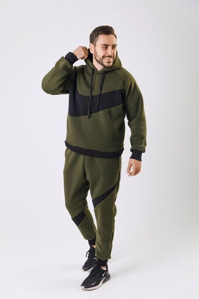 Чоловічий зимовий спортивний костюм Nike Big Swoosh хакі Комплект Найк Худі Штани з капюшоном Univer-86 фото
