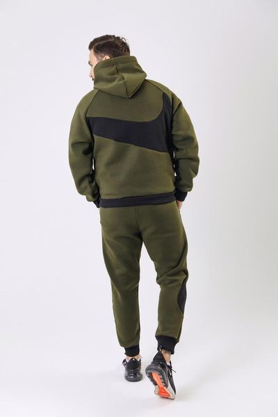 Чоловічий зимовий спортивний костюм Nike Big Swoosh хакі Комплект Найк Худі Штани з капюшоном Univer-86 фото