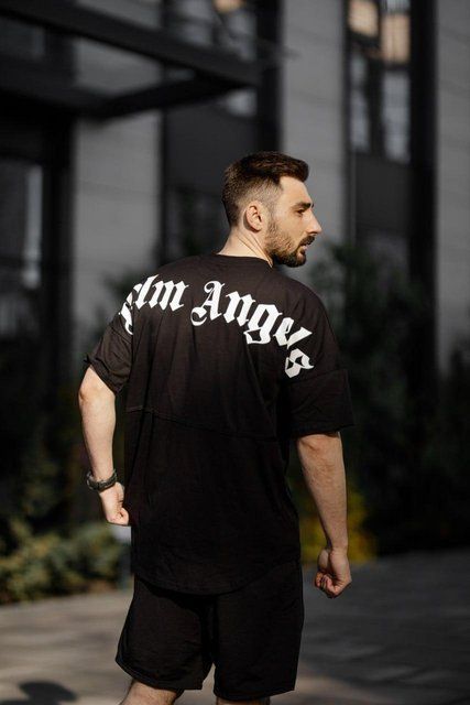 Чоловіча футболка оверсайз Palm Angels чорна Палм Ангелс Smm-FF1 (коп2) фото