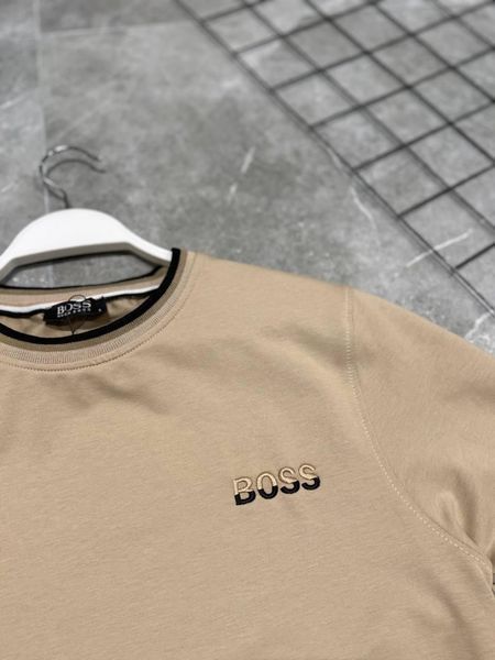Чоловічий світшот Hugo Boss бежевий Кофта Хьюго Босс без капюшона Моло-LC43 фото