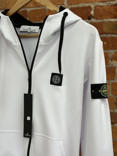 Чоловічий спортивний костюм Stone Island на блискавці чорно-білий Комплект Стон Айленд з капюшоном Хар-236 фото