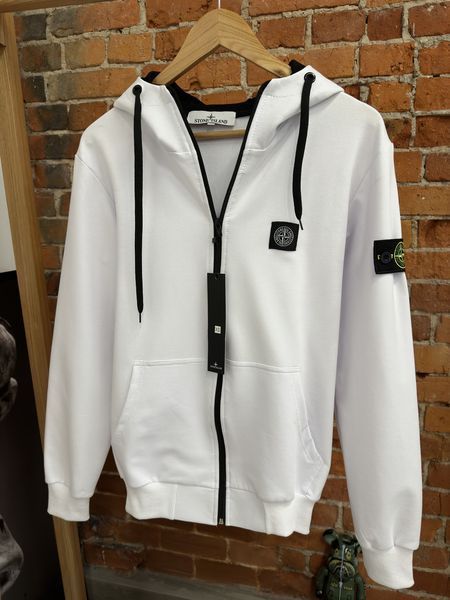 Чоловічий спортивний костюм Stone Island на блискавці чорно-білий Комплект Стон Айленд з капюшоном Хар-236 фото