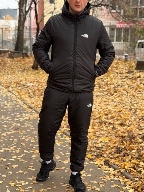 Мужской зимний спортивный костюм The North Face черный Комплект ТНФ на плащевке Sta-255 фото