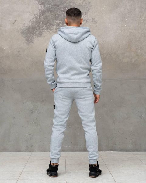 Мужской зимний спортивный костюм Stone Island серый Комплект Стон Айленд с капюшоном Sta-381 фото