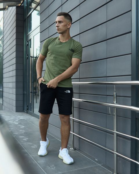 Чоловічий літній костюм The North Face Футболка Шорти хакі з чорним комплектом ТНФ Intr-8679818539 фото