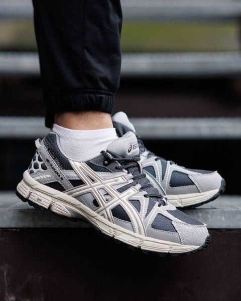 Мужские зимние кроссовки Asics Gel Kahana 8 Gore-Tex White Blue белые с синим Ассикс термо Pow-AS043 фото