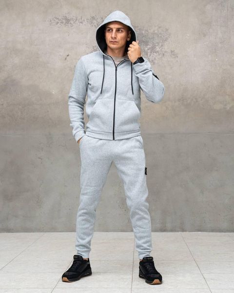 Мужской зимний спортивный костюм Stone Island серый Комплект Стон Айленд с капюшоном Sta-381 фото