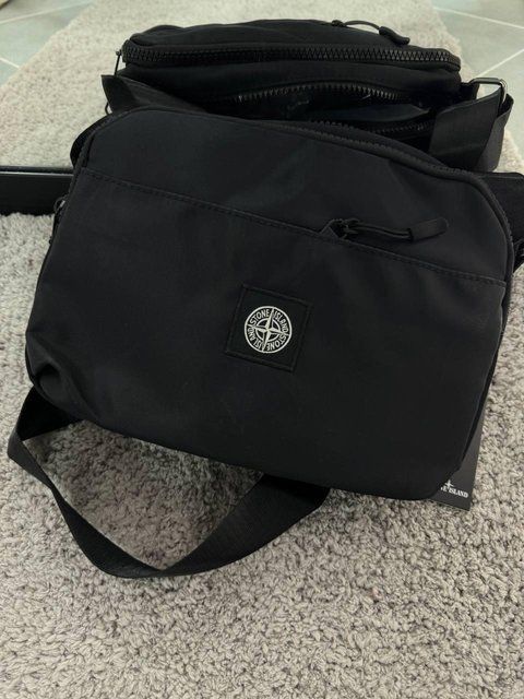 Мессенджер Stone Island нейлон черная Сумка через плечо Стон Айленд Cap-0129 фото