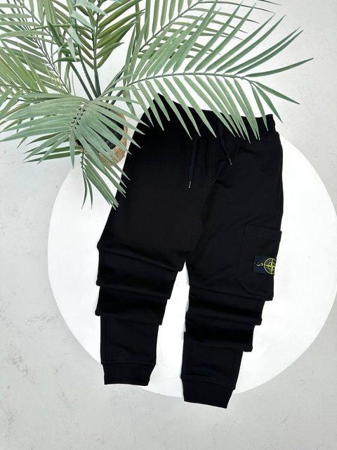 Мужские спортивные штаны Stone Island черные Брюки Стон Айленд хлопковые Хар-277 фото