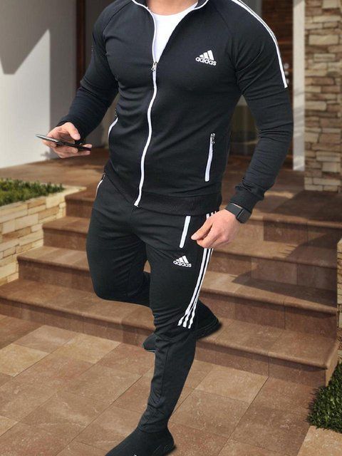 Мужской спортивный костюм Adidas черный Комплект Адидас Кофта на змейке Штаны Seas-10 фото