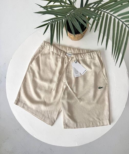 Мужские льняные шорты Lacoste черные Cas-7 фото