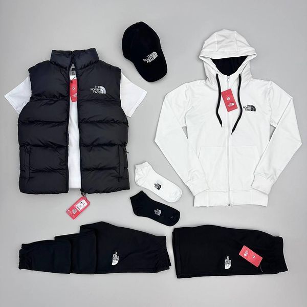 Мужской спортивный костюм The North Face 7в1 черный Комплект ТНФ Кофта Штаны Футболка Шорты Кепка Хар-156 фото