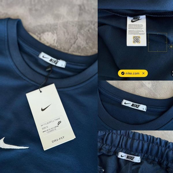 Мужской летний костюм Nike Футболка Шорты синий комплект Найк моло-34-305 фото