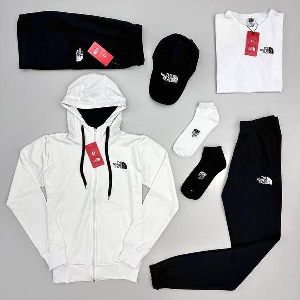 Мужской спортивный костюм The North Face 7в1 черный Комплект ТНФ Кофта Штаны Футболка Шорты Кепка Хар-156 фото