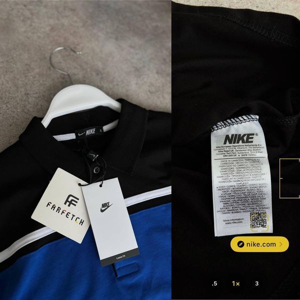 Чоловіча футболка Поло Nike чорна із синім бавовняна Теніска Найк Моло-91-1 (коп 3) фото