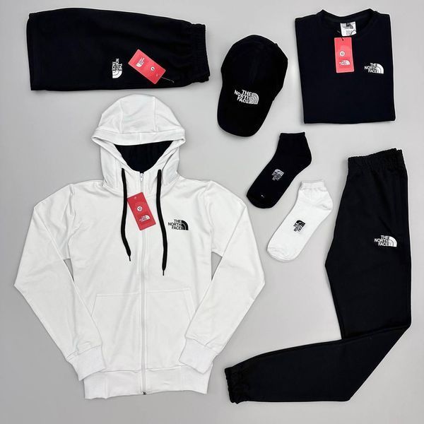 Мужской спортивный костюм The North Face 7в1 черный Комплект ТНФ Кофта Штаны Футболка Шорты Кепка Хар-156 фото