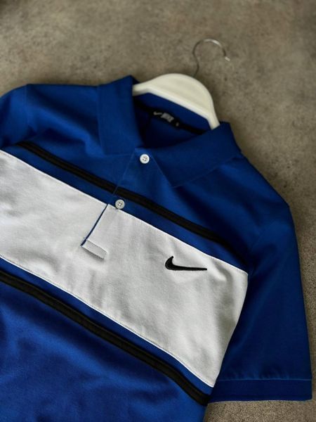 Чоловіча футболка Поло Nike синя з білою Теніска Найк Моло-91-2 фото