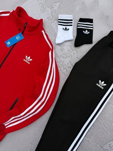 Мужской зимний спортивный костюм Adidas красный Комплект Адидас на молнии Хар-304 фото