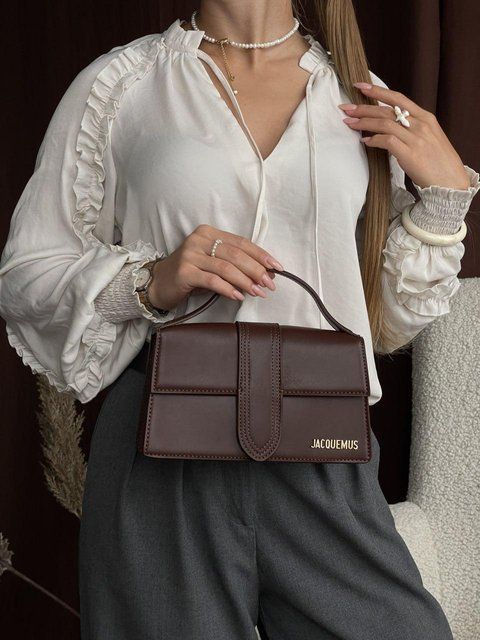 Жіноча сумка Jacquemus Le Grand Bambino шоколадна з екошкіри Any-20361-6 фото