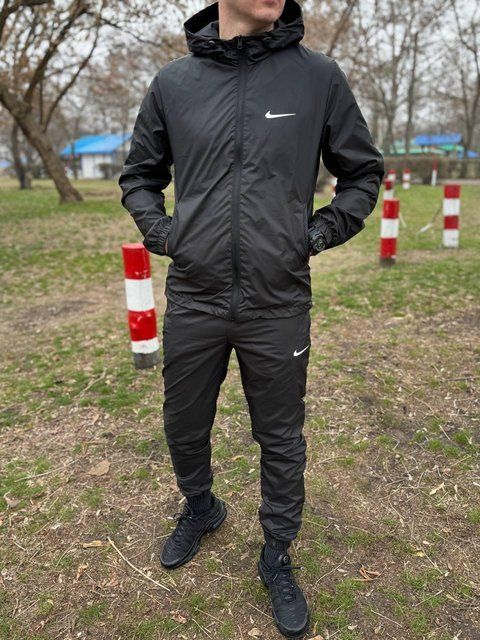 Мужской спортивный костюм Nike из плащевки черный Комплект Найк Ветровка Штаны Sta-260 фото
