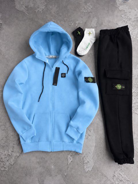 Чоловічий зимовий спортивний костюм Stone Island блакитний Хар-1029 фото