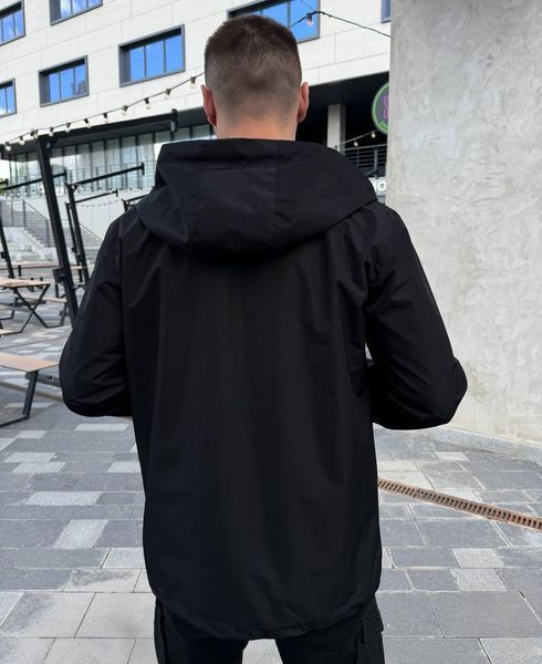 Мужская ветровка Stone Island с патчем черная Куртка Стон Айленд из плащевки Rap-RD370 фото