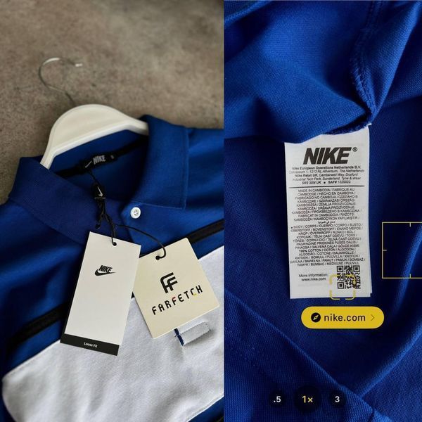 Чоловіча футболка Поло Nike синя з білою Теніска Найк Моло-91-2 фото