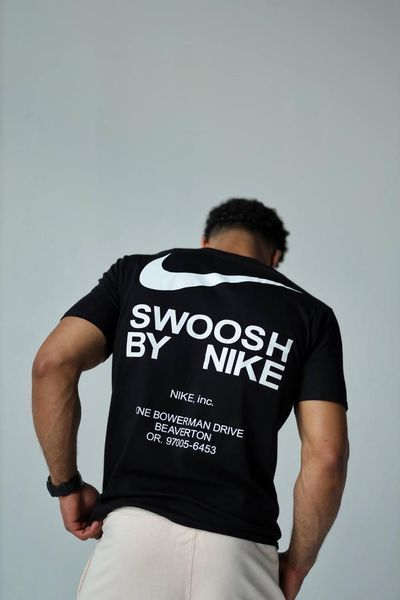 Мужская футболка Nike Big Swoosh белая хлопковая Тенниска Найк Биг Свуш Ads-662 фото