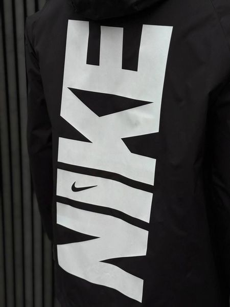 Чоловіча куртка Nike чорна з білим Куртка Найк легка з капюшоном Хар-530 фото