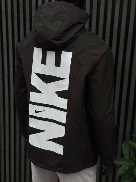 Чоловіча куртка Nike чорна з білим Куртка Найк легка з капюшоном Хар-530 фото