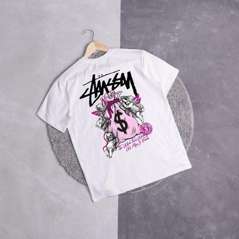 Чоловіча футболка Stussy біла бавовняна Теніска Стуссі Ads-216 фото