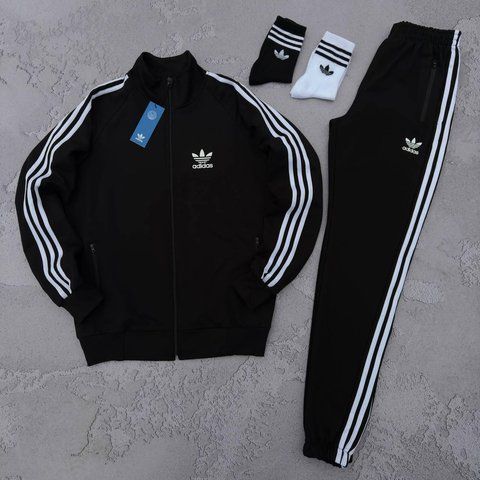 Мужской спортивный костюм Adidas черный Комплект Адидас Кофта на змейке Штаны Мой-51 5 фото
