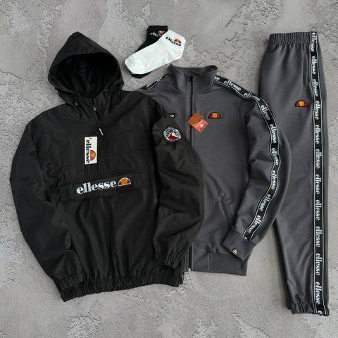Чоловічий спортивний костюм Ellesse сірий Комплект Еліс Костюм Вітрівка весняний осінній Хар-796 фото