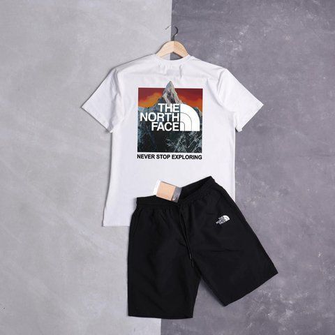 Мужской летний костюм The North Face Футболка Шорты белый комплект ТНФ Ads-284 фото