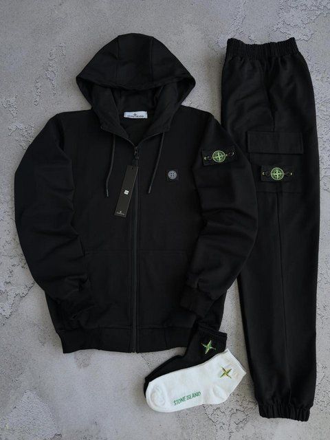 Чоловічий спортивний костюм Stone Island чорний Хар-988 (коп6) фото