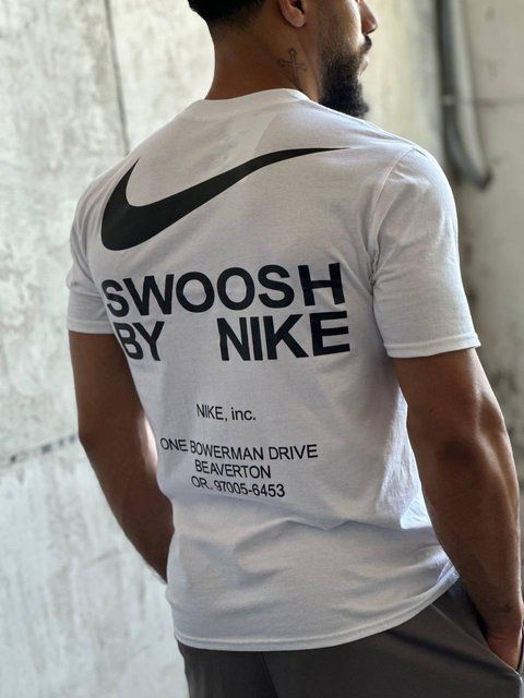 Мужская футболка Nike Big Swoosh белая хлопковая Тенниска Найк Биг Свуш Ads-662 фото