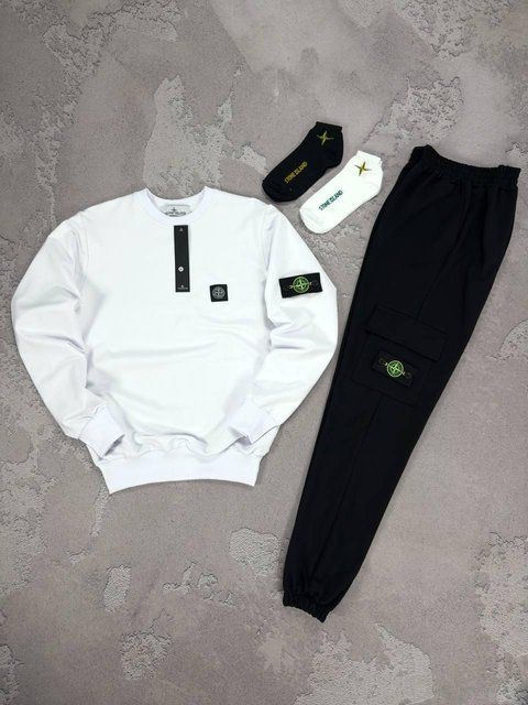Чоловічий спортивний костюм Stone Island білий Хар-828 фото