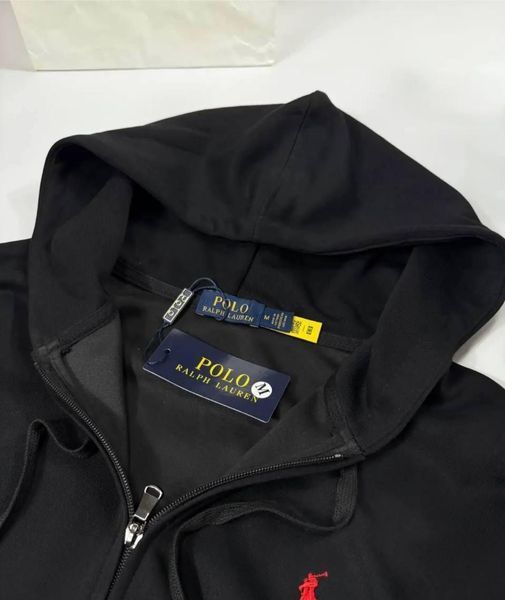 Мужская зип-худи Polo Ralph Lauren черная Кофта Поло Hub-47 фото