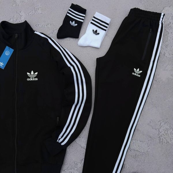 Мужской спортивный костюм Adidas черный Комплект Адидас Кофта на змейке Штаны Мой-51 5 фото