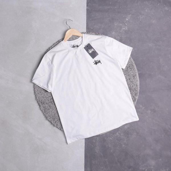 Мужская футболка Stussy белая хлопковая Тенниска Стусси Ads-216 фото