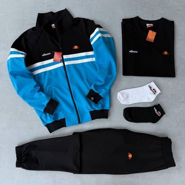 Чоловічий спортивний костюм Ellesse 3в1 чорно-синій Комплект Еліс Кофта Штани Хар-649 фото